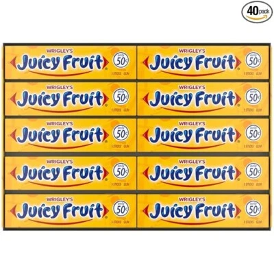 WRIGLEY'S Jugosa Goma de Mascar de Frutas Paquete a Granel 5 Varillas (Paquete de 40) - Imagen 1 de 4