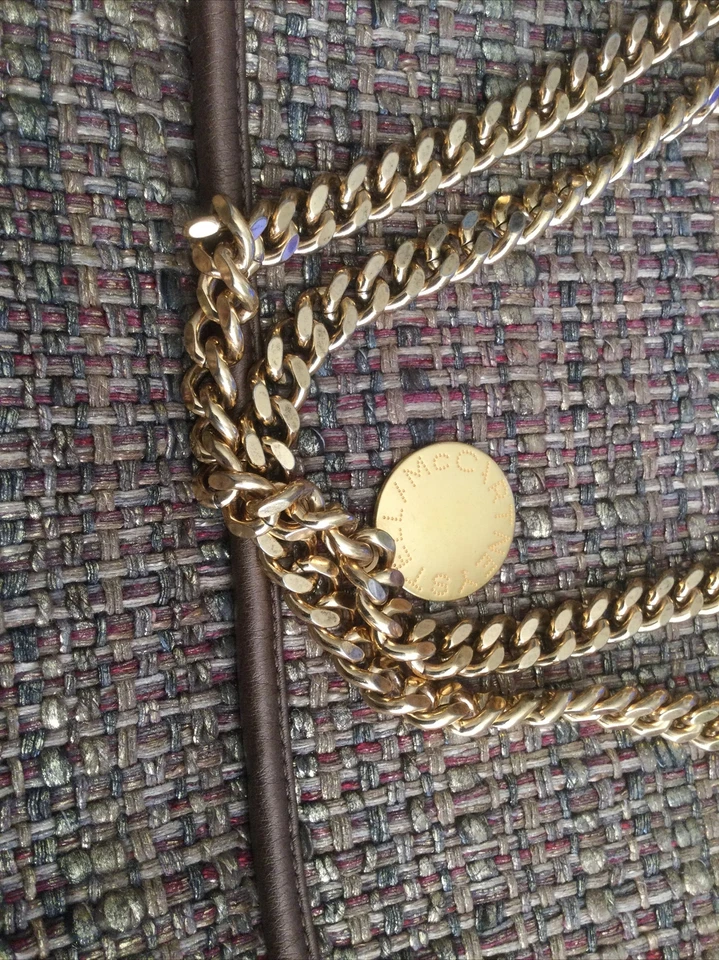 STELLA MCCARTNEY коричневый сплетенный твид Falabella средний клапан наплечная сумка - Изображение 3 из 4