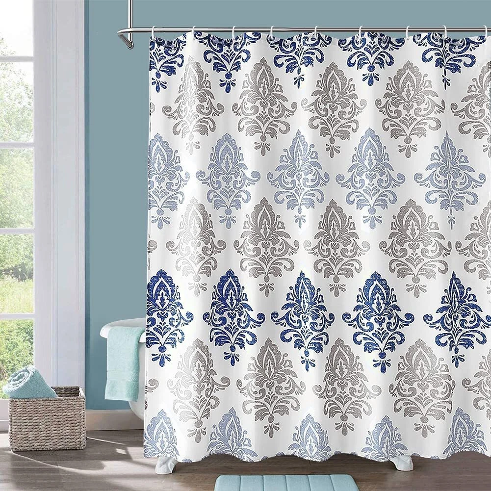 Blue gray shower curtain deals