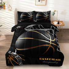 3 Pcs Basketball Full Bedding Set for Boys Teens, Full Size Sports Cool Basketba