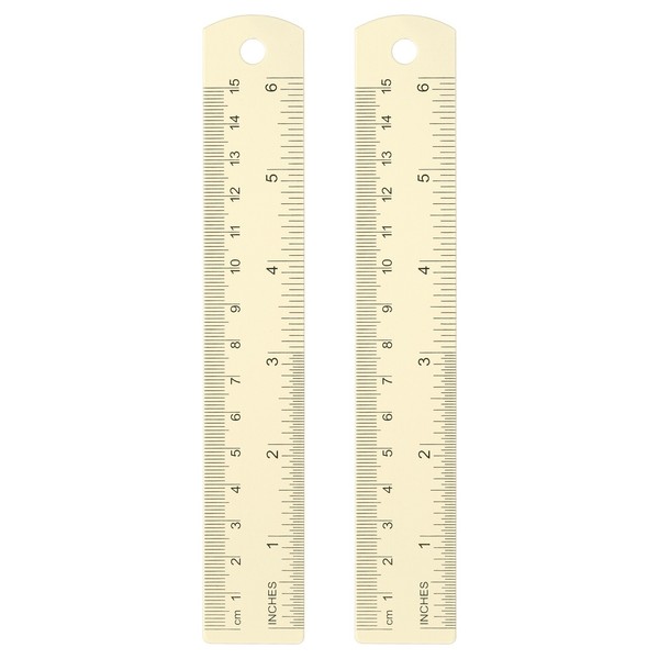 2 StüCk Gerade Lineale 15Cm Metrisch Sae Aluminium Lineale Mit Loch Weiß-image