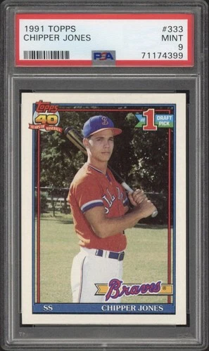 1991 Topps Chipper Jones Rookie RC #333 PSA 9 Mint HOF Atlanta Braves