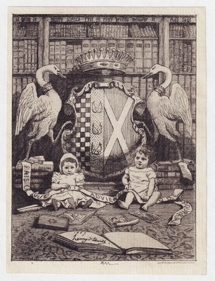 Exlibris Henri Le Lorgne D'Ideville Ile De France Blason Bookplate Estampe 19th