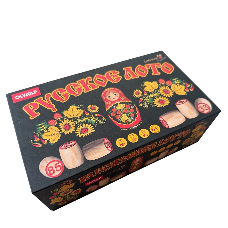 Russian Lotto Bingo Board Game Set Cards Chips and Wooden Barrels Magnetic Box - Image 4 of 4