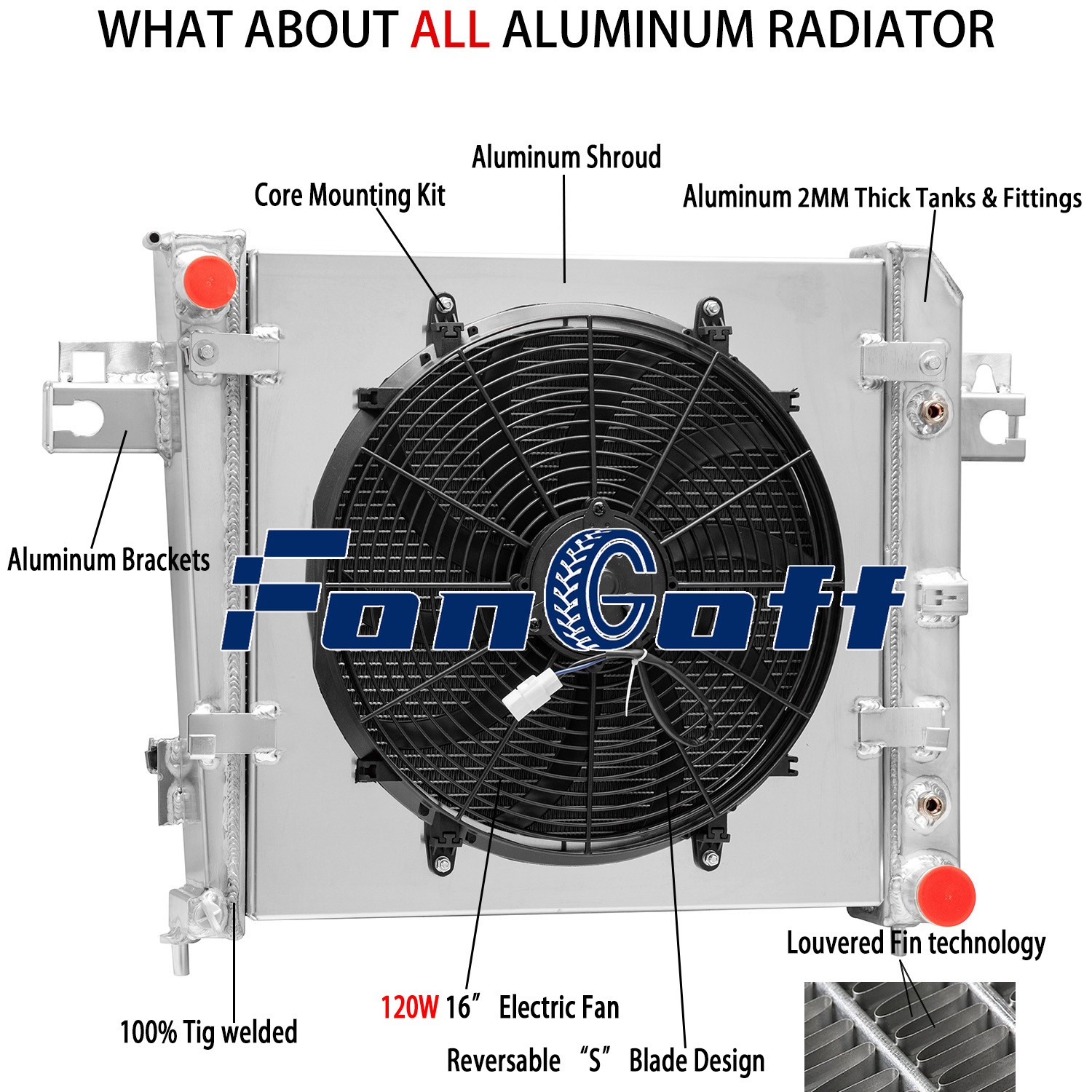 4 Row Radiator Shroud Fan For Jeep Liberty 3.7L V6 GAS 2002 2003 2004 2005 2006