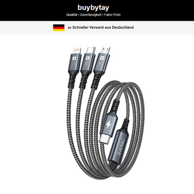 100W USB C Multi Ladekabel 3 in 1 2M für Galaxy S23/iPad Pro