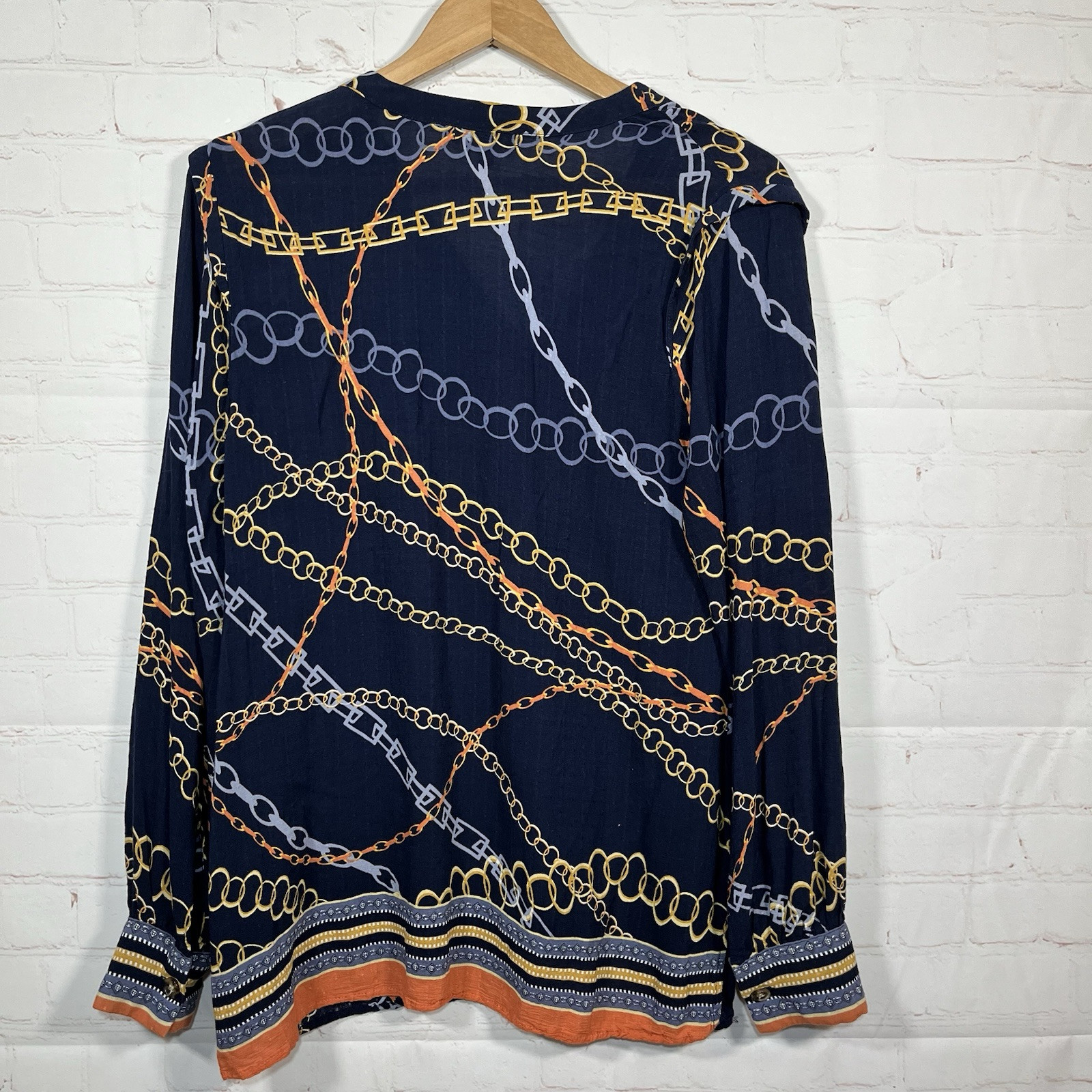 Democracy Split Neck Button Up Blouse Chains Doub… - image 12