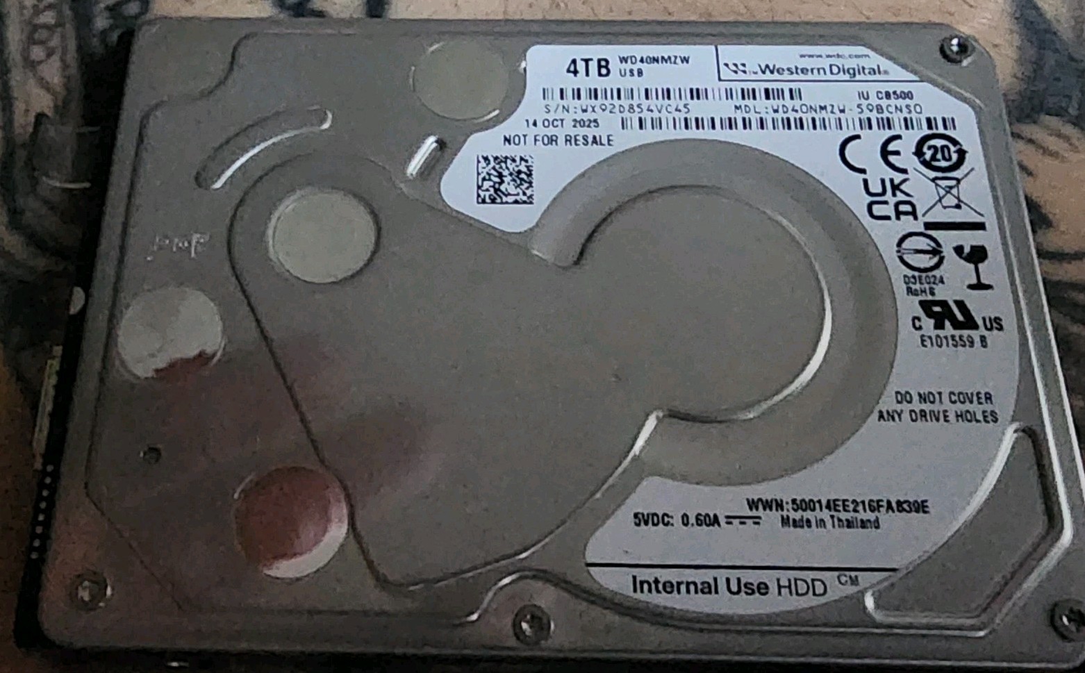New Western Digital 4TB Portable Hard Drive WD40NMZW-59BCNS0  USB 3.0 2.5
