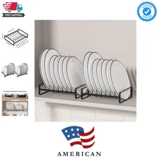 Sturdy 8-Slot Dish Drying Rack - Durable Iron Holders for Elegant Plate Storage