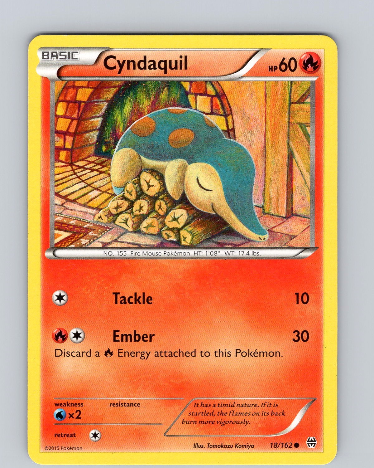 Pokemon TCG Cyndaquil XY BREAKthrough 18/162 Regular Common Card LP-NM