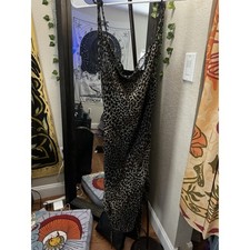 Nasty Gal Glitter Leopard Ruched Mini Dress US 4-6