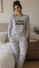 Peanuts Snoopy Woodstock Girls Pajama Set Grey S 4-6 100 Polyester