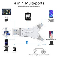 4-in-1 SD Card Reader for iPhone/iPad/Android - White