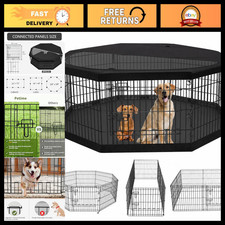 Foldable Metal Dog Exercise Pen - 8 Panel Pet Playpen for Indoor/Outdoor Use, 24