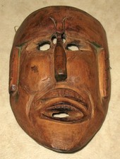 Vintage Tribal Mask - Hand Carved - Wooden Mask - Signed - S.A. C..