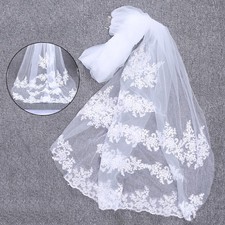 Wedding Bridal Veils Beautiful Long Veil with Lace and Comb Cathedral Length