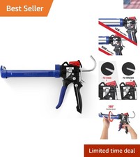 Ergonomic Hand Caulk Gun with Adjustable Flow Smooth Round Rod for 10oz Tubes