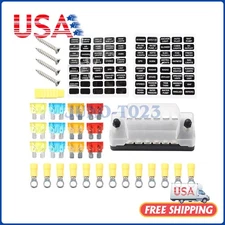 New 6 Way Blade Fuse Block Car Boat Auto Power Distribution Holder Box Kit