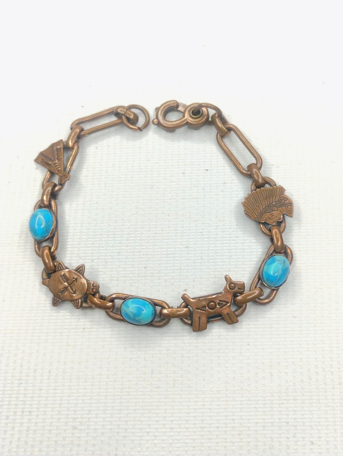 Solid Copper Bracelet with Teepee Coyote Turtle &… - image 2