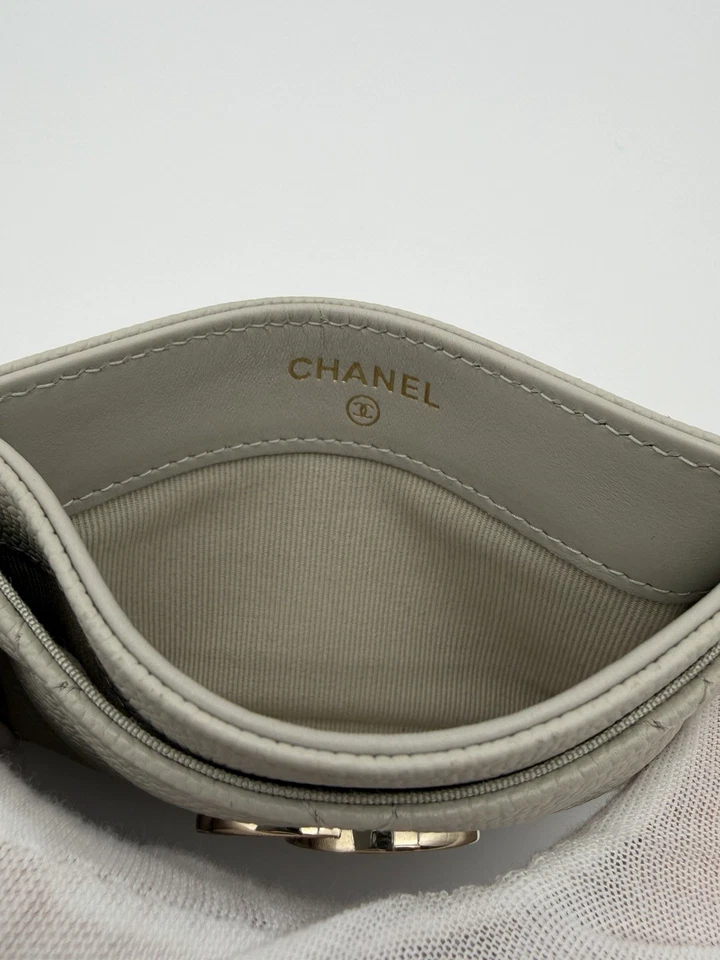 Chanel Caviar Quilted Crystal CC Card Holder Grey - Image 2 of 4