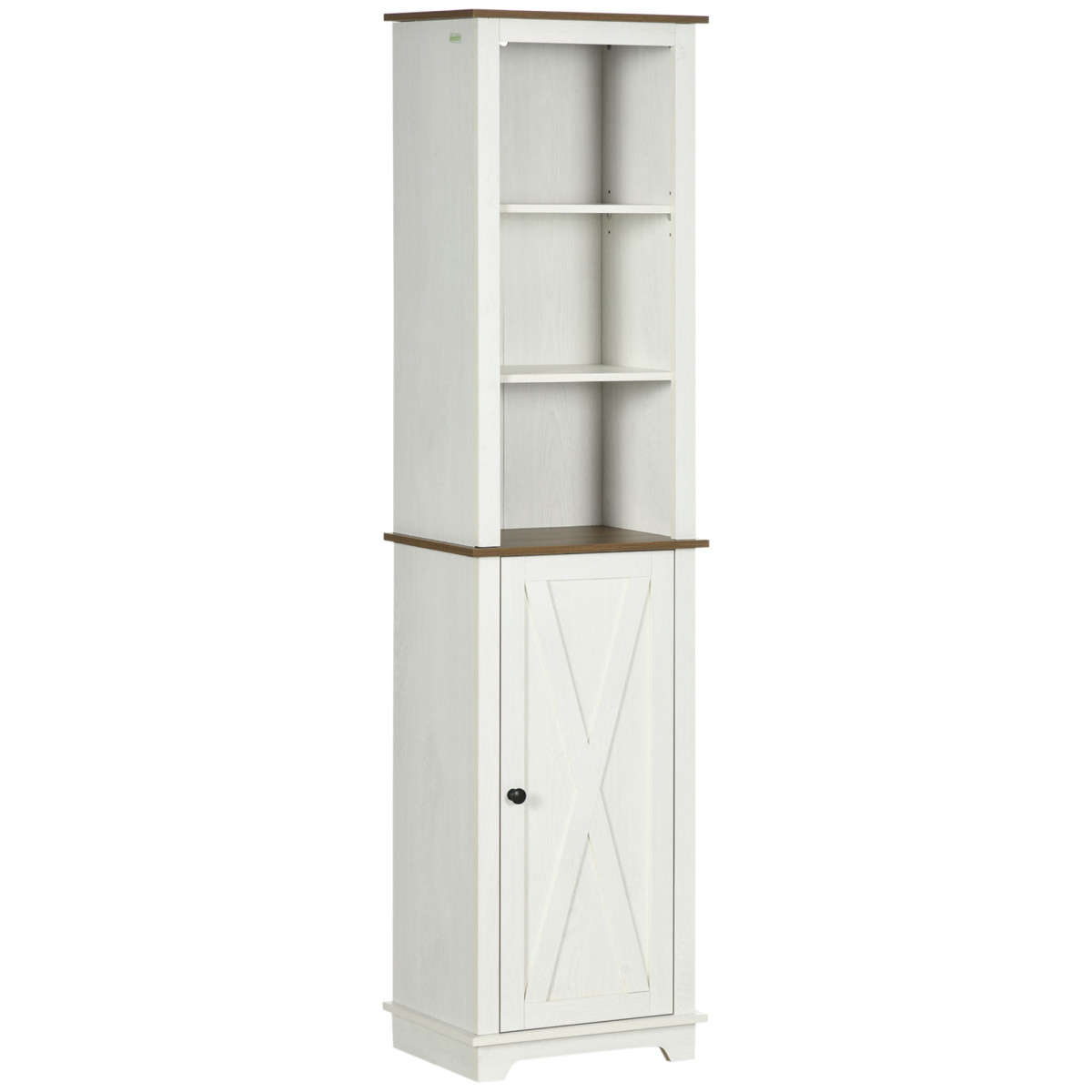 Kleankin Tall Bathroom Cabinet - White Storage Cupboard with Adjustable Shelves - Slim Design - Image 2
