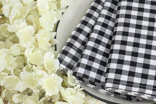 Mini Gingham Check Dinner Cloth Napkin - Spring 18 x 18 Inch Black White - Picture 7 of 7