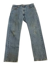 Vintage Levis 505 Medium Wash Jeans Denim 35x30 USA Made 90s Mud Wash Stains