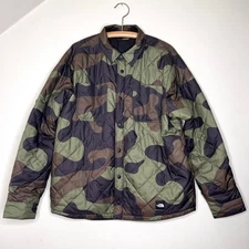 The North Face Mens Reversible Camo Black Quilted Shacket Coat Size XL Gorpcore