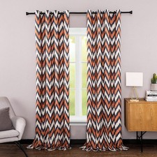 Room Darkening Curtains 96 Inch Long, Geo Pattern Blackout Privacy Drapes for...