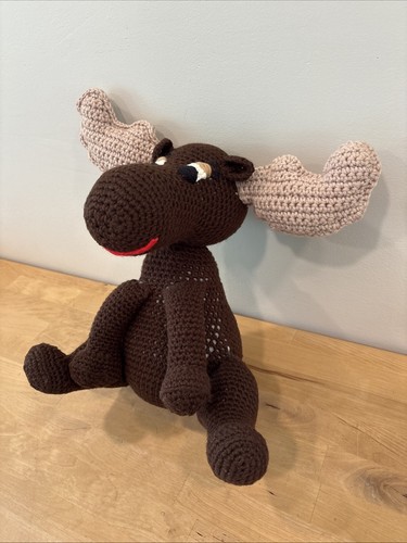 Moose with Antlers - Handmade Crochet 12” Stuffed Animal Crocheted - Picture 2 of 7