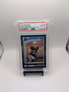 BROCK BOWERS PSA 10 2024 DONRUSS OPTIC RATED ROOKIE PREVIEW BLUE SCOPE RAIDERS