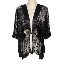 Vintage 90s Velvet Patchwork Kimono Top Whimsigoth Witchy Fairycore