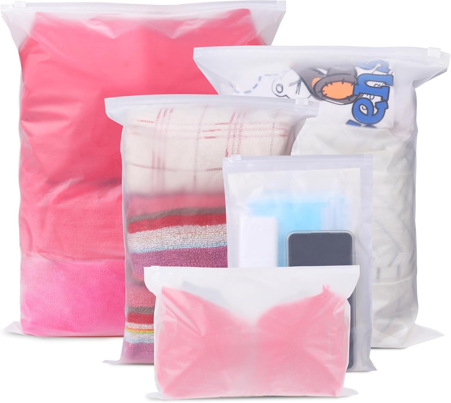 24 Pcs Reusable Ziplock Bags,Travel Clothes Storage Bags,Plastic Hospital Bag O