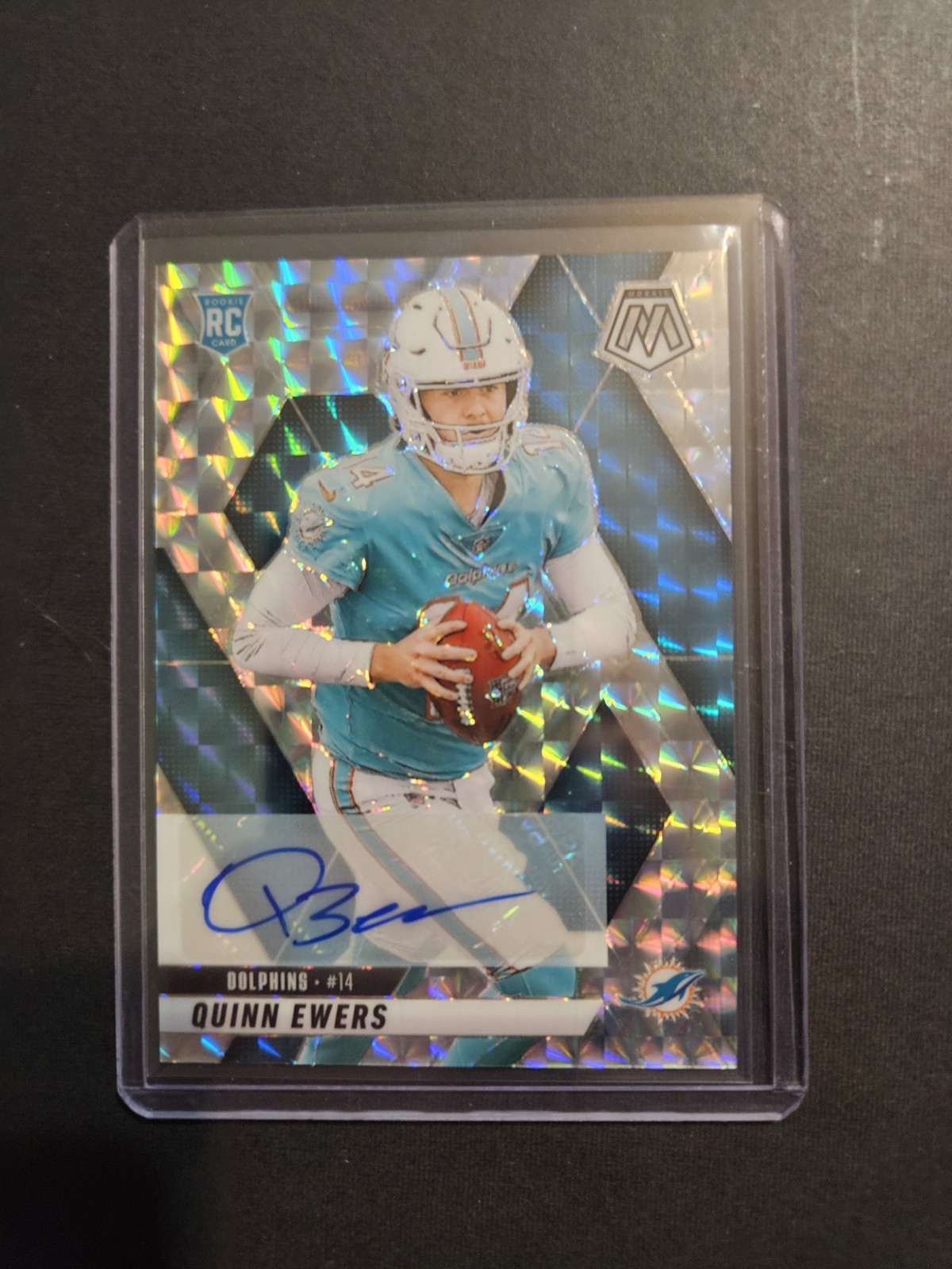 2025 Panini Mosaic Quinn Ewers Auto Silver Mosaic Prizm RC! 🔥 #308 Dolphins 🐬
