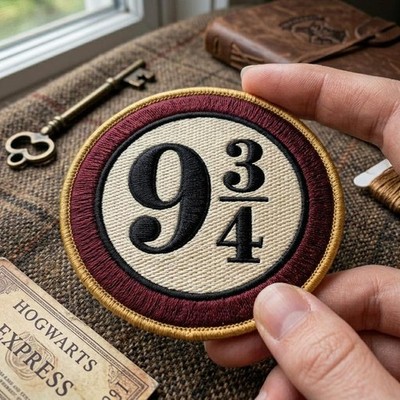 Embroidered Number Patch, Magic School Inspired Iron On Patch, Round Retro Badge