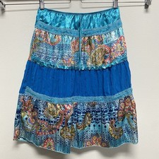 Vintage Y2K Extraordinary Skirt Fairy XL Turquoise Blue Tiered Feminine Festival