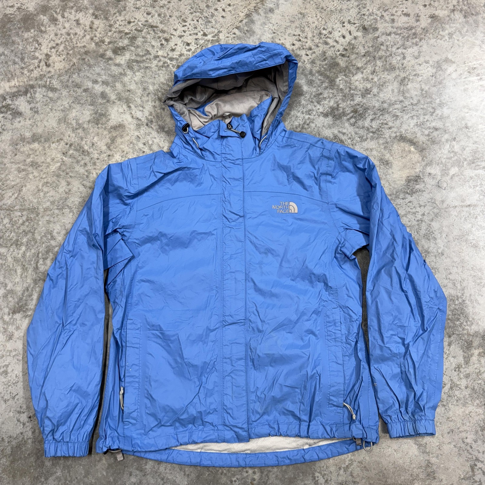 The North Face Jacket Womens Medium Blue Hooded Windbreaker Rain Coat Shell