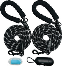2 Pack 6 Ft Heavy Duty Dog Leash with Poop Bag and Dispenser and Silicone Toothb