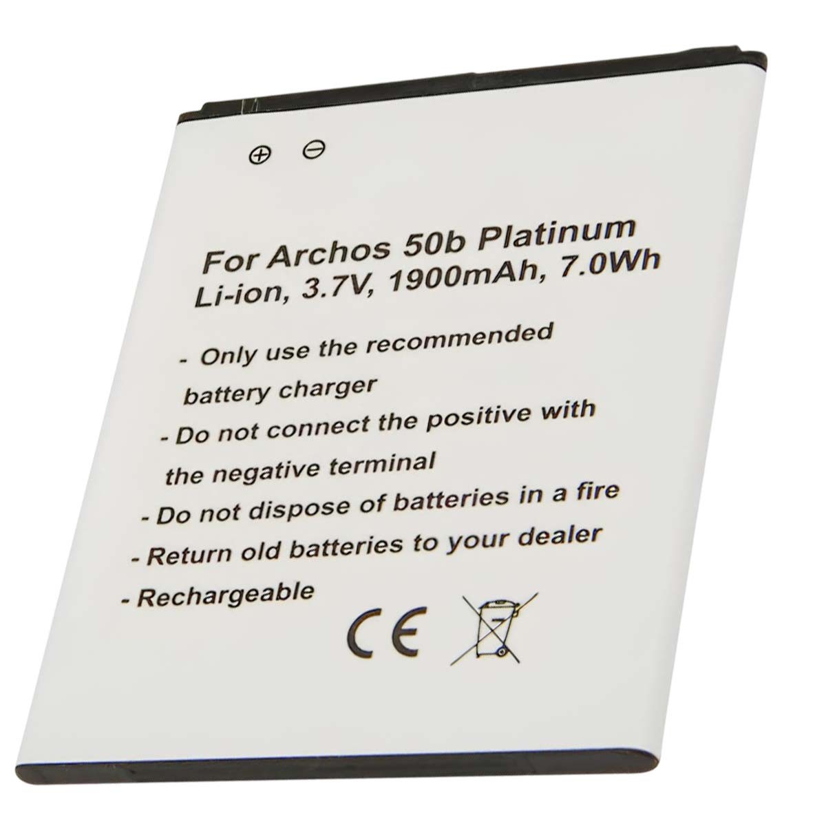 Batterie pour Archos 50b Platine Avizar accumulateur 3.7V 1900mAh blanc pour mobile