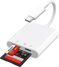 USB C SD Card Reader for iPhone 16/15 Pro Max/Plus, SD/TF Charging, White
