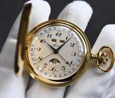 Orologio da tasca Arnex calendario completo, valjoux 90 fasi lunari NOS, vintage anni 50-60