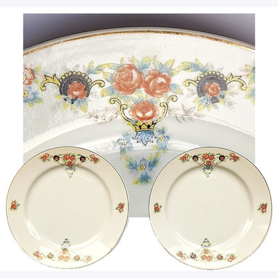 Vintage Blumen Beilagenteller besetztes Japan 40er / 50er Jahre Brotteller Grannycore