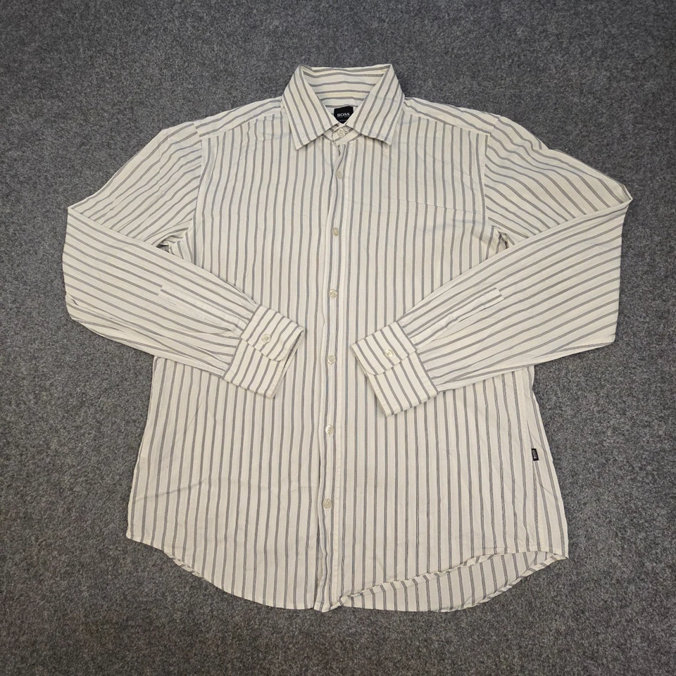 Hugo Boss Shirt Mens XLARGE White Long Sleeve Button Up collared Slim Size XL - Image 2 of 4