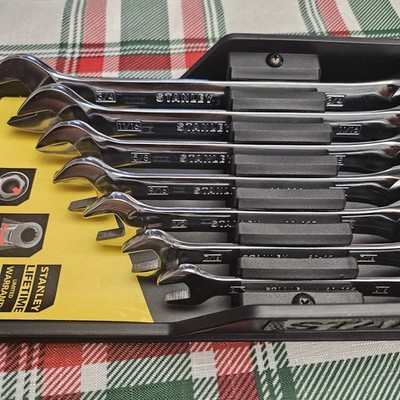 NEW Stanley 94-542 7pc SAE Ratcheting Wrench Set 3/8 3/4'' Pivot Head MaxDrive