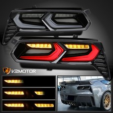C8 Look Fits 2014-2019 Corvette C7 Sequential Signal Led Tail Lights Smoke
