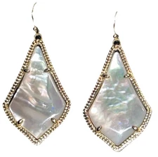 Kendra Scott Kite Drop Earrings 14K GP White Mother-of-Pearl; 1 7/8″ Retired