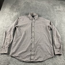 Arrow Long Sleeve Dress Shirt Mens Medium 15-15.5 Beige Red Plaid Button Down