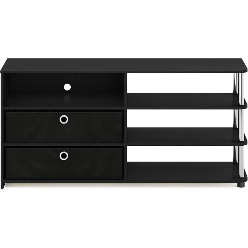 Modern Engineered Wood TV Stand W/ Non-Woven Fabric Bins Up to 37in TV New