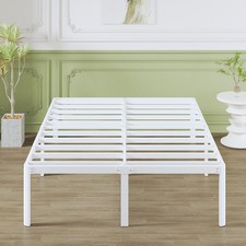 Lutown-Teen High White Small Double Bed Frame 4ft with Rounded Corners, Heavy D