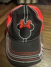 DISNEY MINNIE MOUSE Black and Red Embroidered Adjustable Baseball Ball Cap Hat